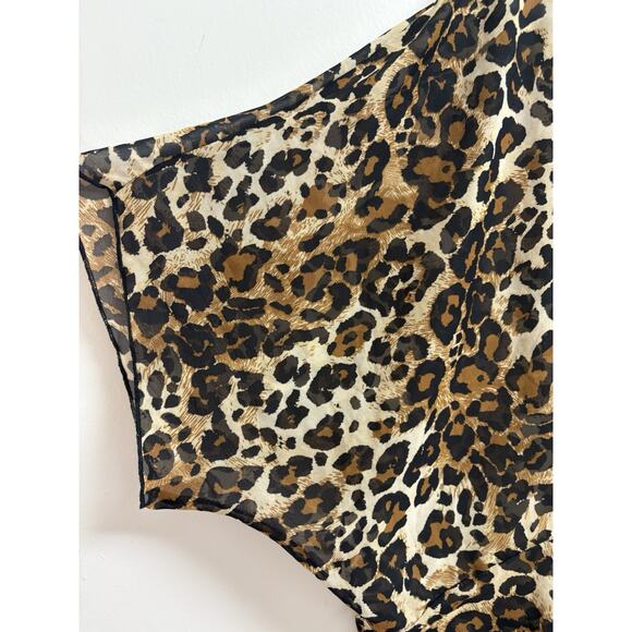 Cha Cha Vente Sheer Leopard Print Tunic Blouse Women's Medium Twist Front - Picture 5 of 8